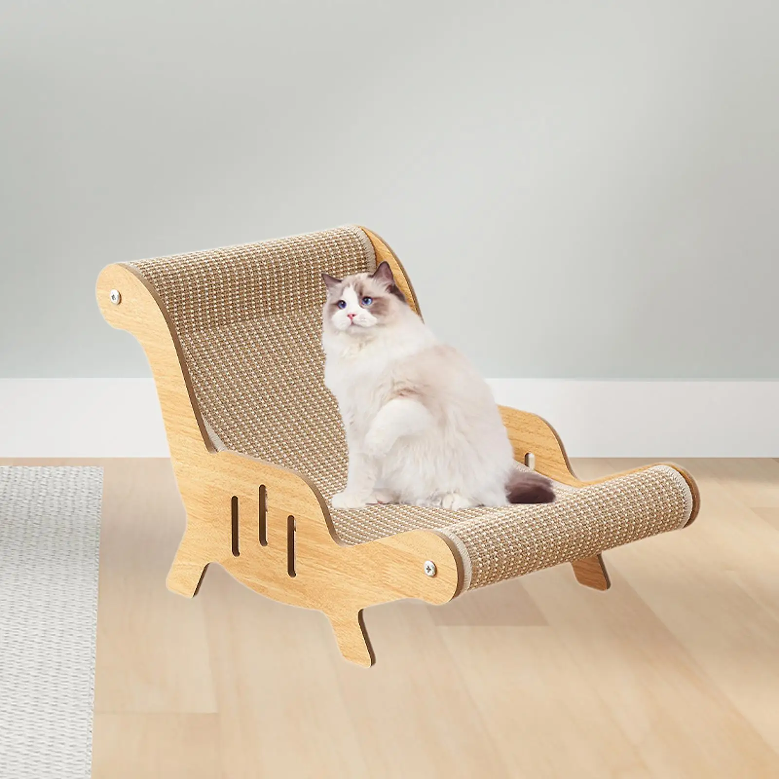 

Sisal Cat Chair Wooden Kitten Lounge Chair Multi-Functional Cat Scratcher Pet Furniture Cats Bed for Puppy Dogs Small Animals
