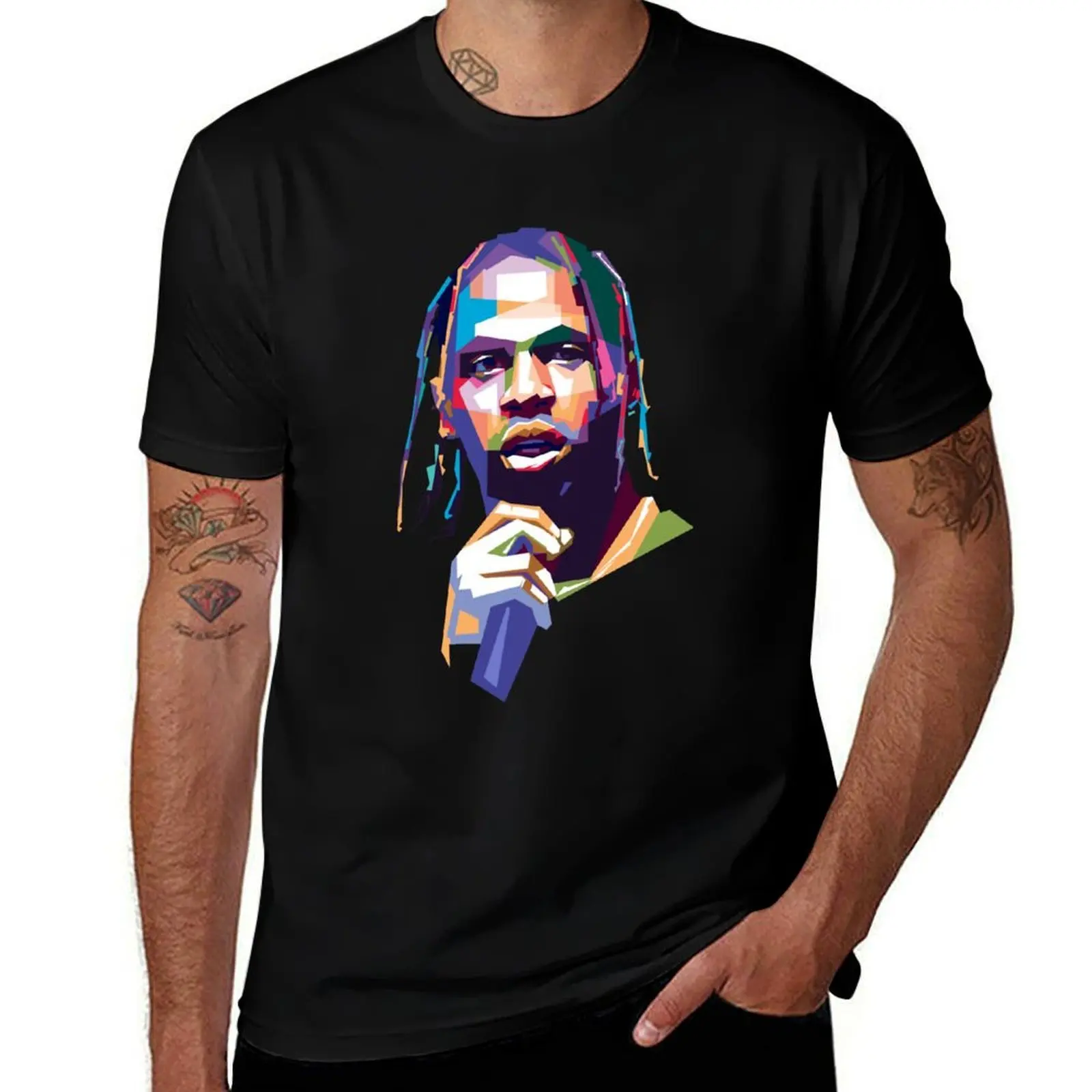 Portrait Travis hiphp popart style T-Shirt man t shirt cotton high quality T-Shirt
