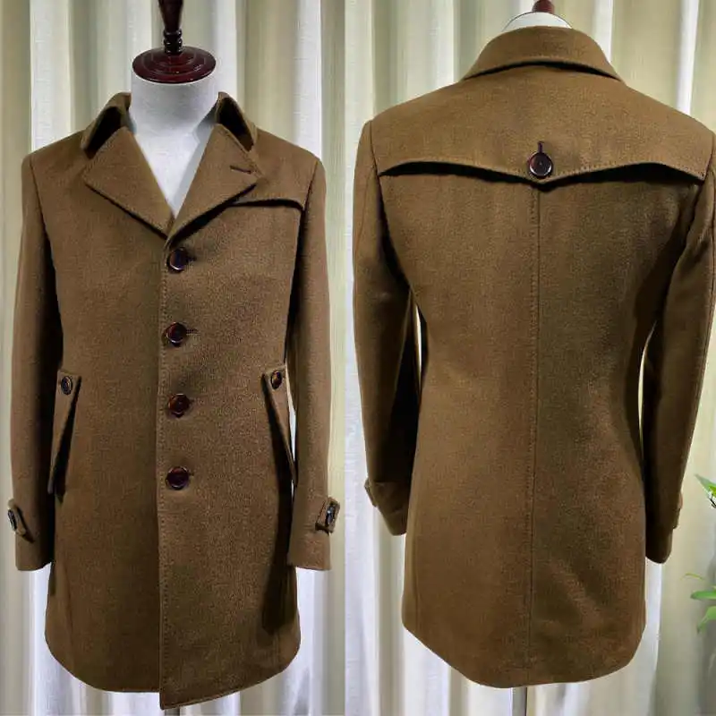 

Modern Men Overcoat 1 Piece Single Breasted Notch Lapel Tweed Loose Coat Autumn Winter Warm Casual Occasion Custom Made