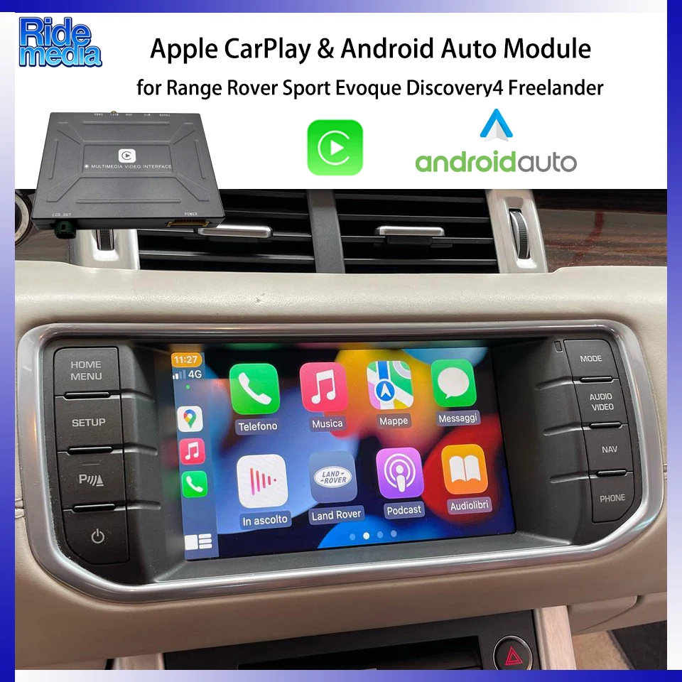 RideMedia 2026 Nuevo Kit Android Auto con Interfaz GPS CarPlay para Land Rover Bosch Jaguar Evoque Discovery4 Freelander2