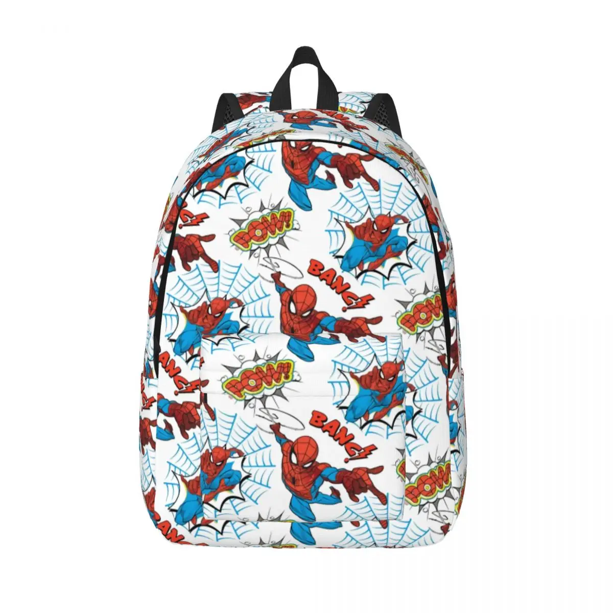 Custom Spider Man Pow Canvas Backpacks for Girls Boys College School Travel Bags Women Men Bookbag Fits 15 Inch Laptop