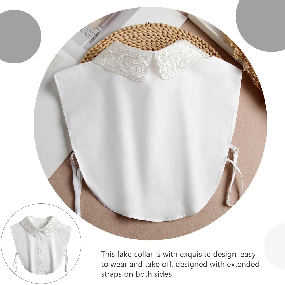 Detachable Collar Faux False Collars Women for Embroidered Shirt Fake White Half
