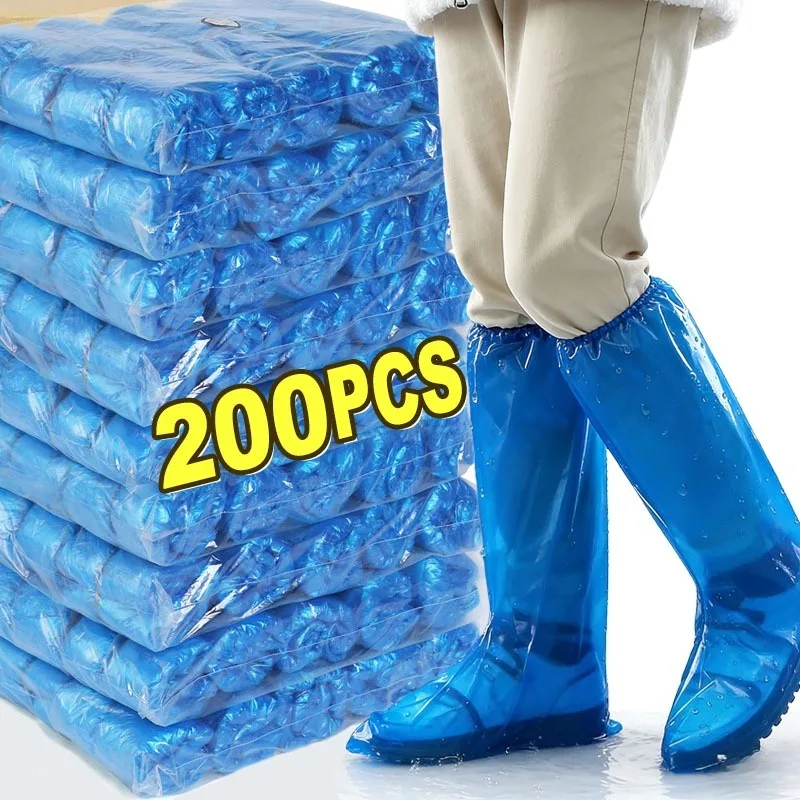 Disposable High Shoe Covers High-level Waterproof Non Slip Rain Boots Unisex Outdoors Travel Hiking Rainy Days Elastic Top Bulk