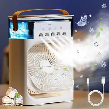 휴대용 에어 쿨러 선풍기 가습기, LED USB, 물 저장소