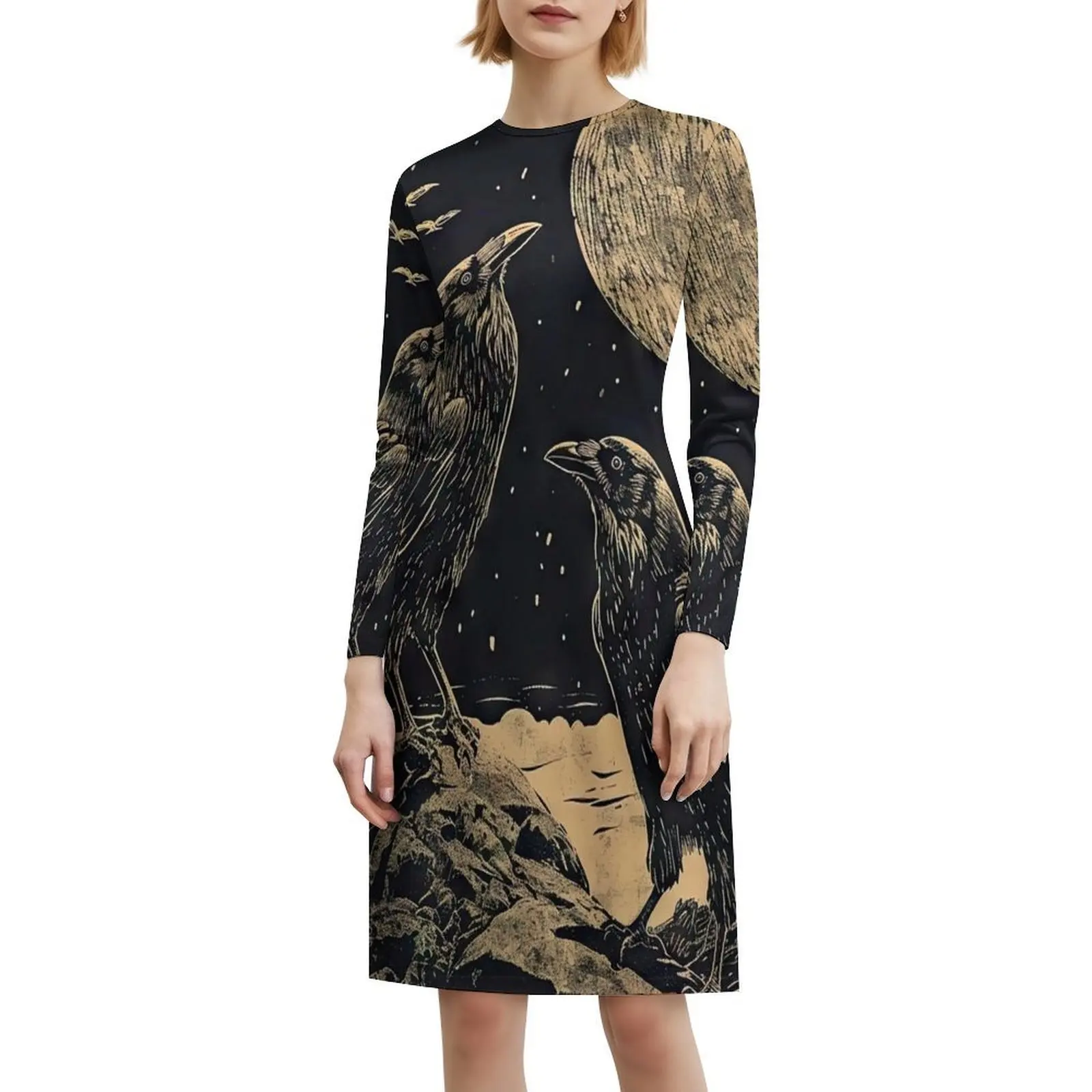 فستان Odin'S Ravens (المتنوع) ملابس هيب هوب للسيدات ملابس الشارع مطبوعة برسومات جرافيك ملابس الحفلات والنوادي Ravens Huginn and Muninn Odin Ravens #6