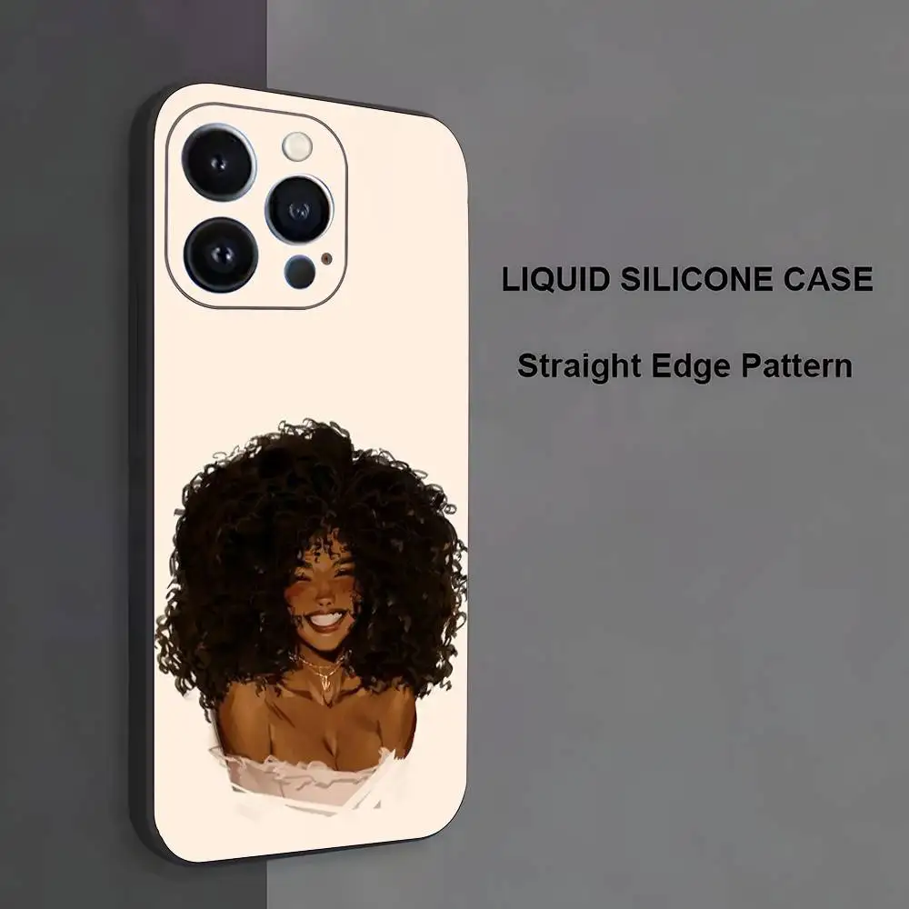 Чехол для телефона с милым мультяшным рисунком афро-черной девушки для iPhone 17,16,15,14,13,12,11, Pro Max, XS, XR, SE, Mini, 8,7, мягкий силиконовый черный чехол