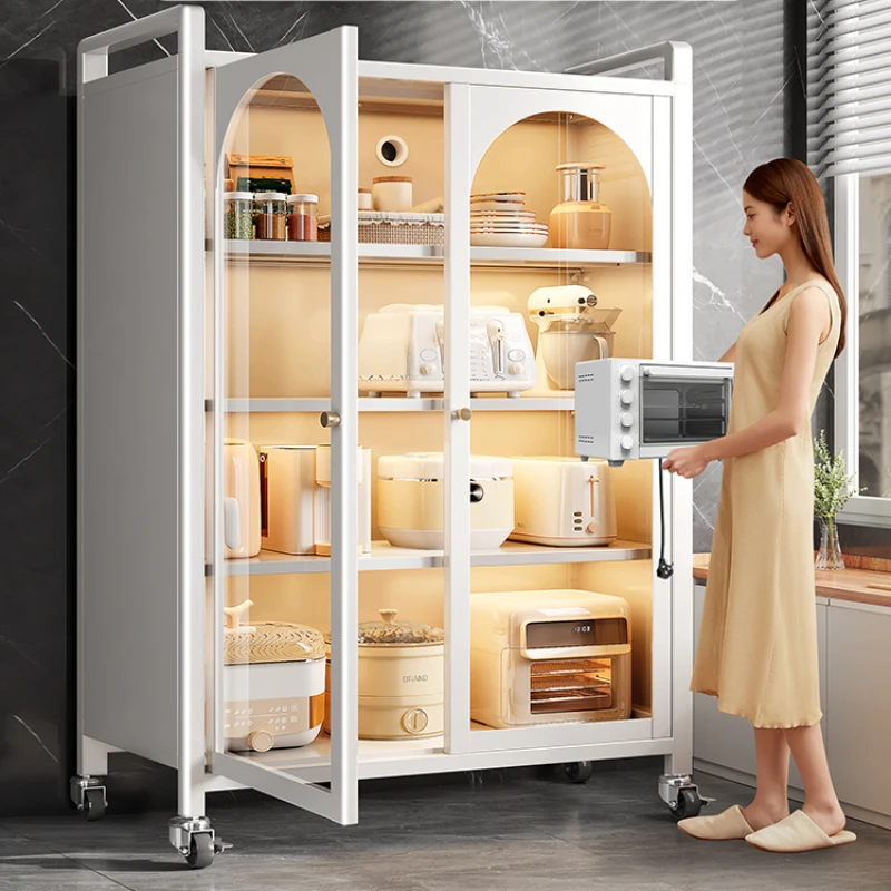 Kitchen shelves, floor, multi-storey mealside, multi-functional storage cabinets, cups, microwave ovens, storage cabinets, stora