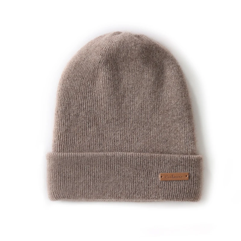 Unisex 100% Pure Cashmere Beanie Hat Versatile round Top Warm Knitted Solid Color Autumn Winter Fashion Accessory
