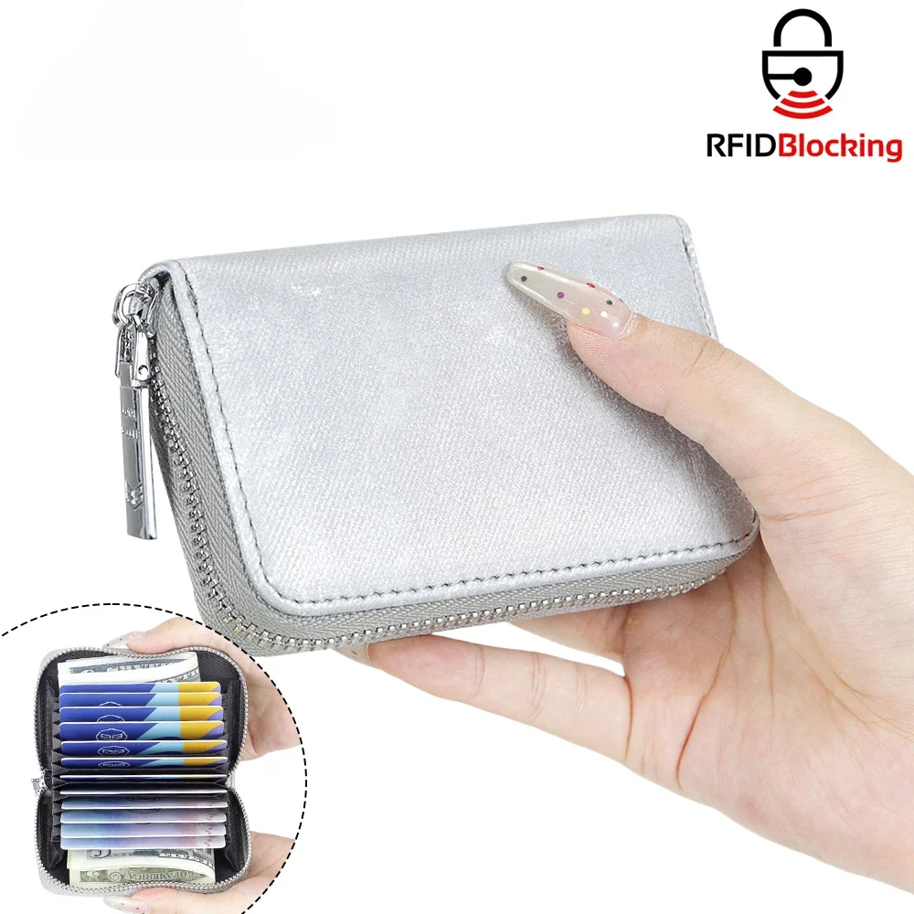 

URBAN MASTER RFID Organ Card Holder, Genuine Leather Multi-card Slots Card Case, Portable Small Wallet Purse for Daily Use 1906