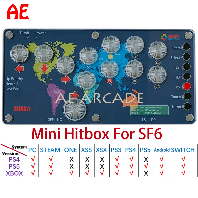 Mini HitBox Fighting Stick Controller Raspberry Pi Pico Chip Support PC/Android/Switch/PS3/PS4/XBOX/XSX/XSS with SOCD