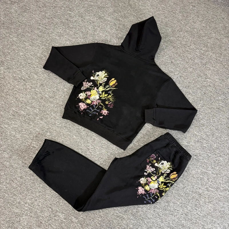 Pflaumenblüten-Stickerei Amerikanischer Streetwear-Hoodie für Männer, Oversized Pullover-Sweatshirt, Locker Sitzend, Urban Wear, Lässige Kapuzenpullover – Detail 3