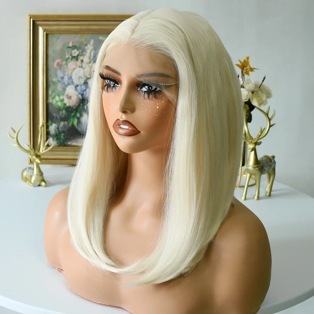 شعر مستعار قصير بوب شعر مستعار أبيض HD شفاف الدانتيل الباروكات الأمامية مستقيم بوب الباروكات قبل قطعها 13x4 الاصطناعية الدانتيل الجبهة الباروكات للنساء