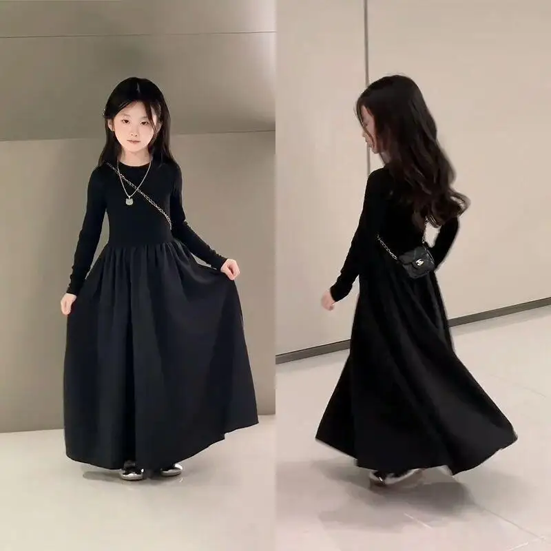 Children's Clothing Spring And Summer Clothing Dress Cotton Girls Party Stylish Long Sleeve Little Black Princess Classic Style