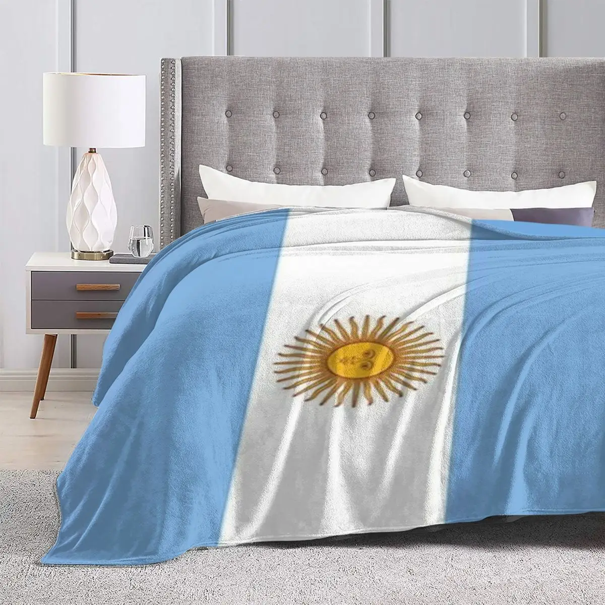 Argentina Flag Super Soft Blankets Blue and White Travelling Throw Blanket Winter Funny Custom Flannel Bedspread Sofa Bed Cover