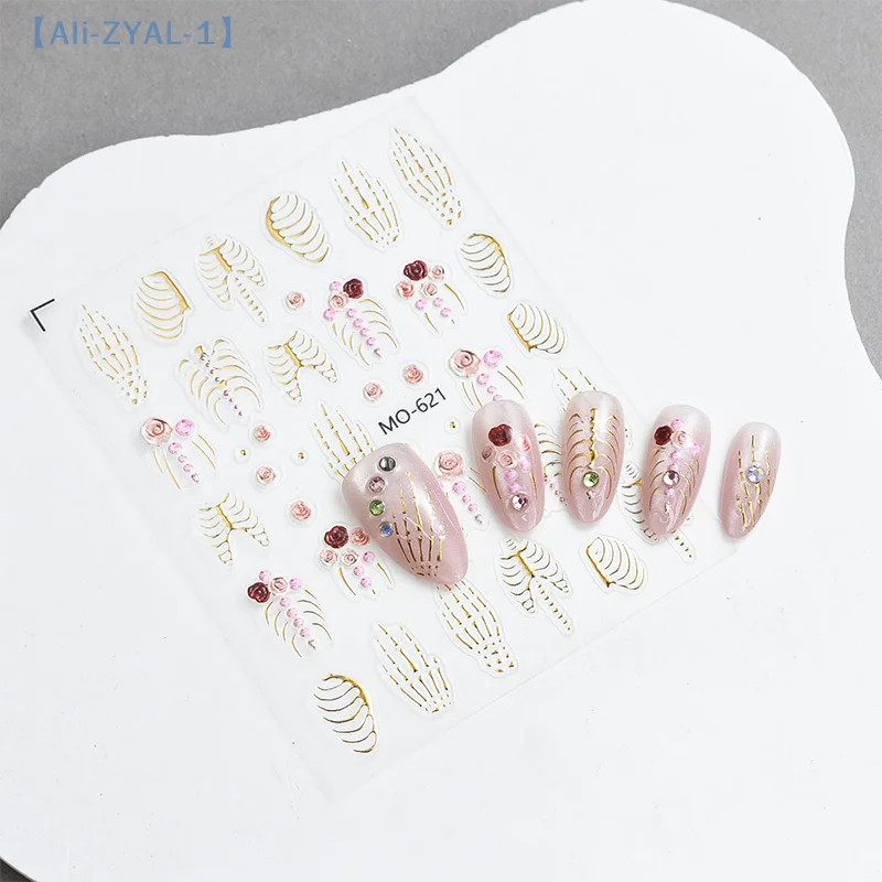 【ZYAL-1】5D Halloween Kerst Nagelstickers Relief Skelet Nagelsticker Halloween Party Manicure Slider