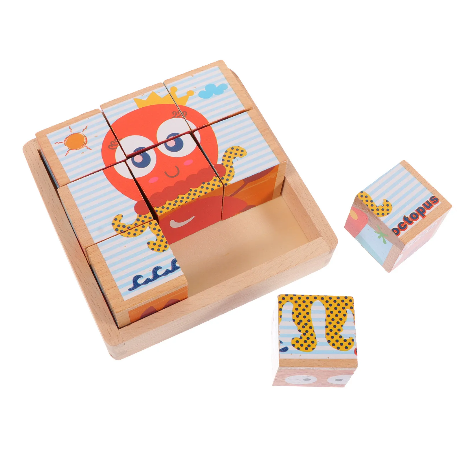 

Wooden 3D Puzzle Jigsaw for Toddlers Early Learning Educational Plaything Stimulates Discrimination Ability Parent Child Bonding