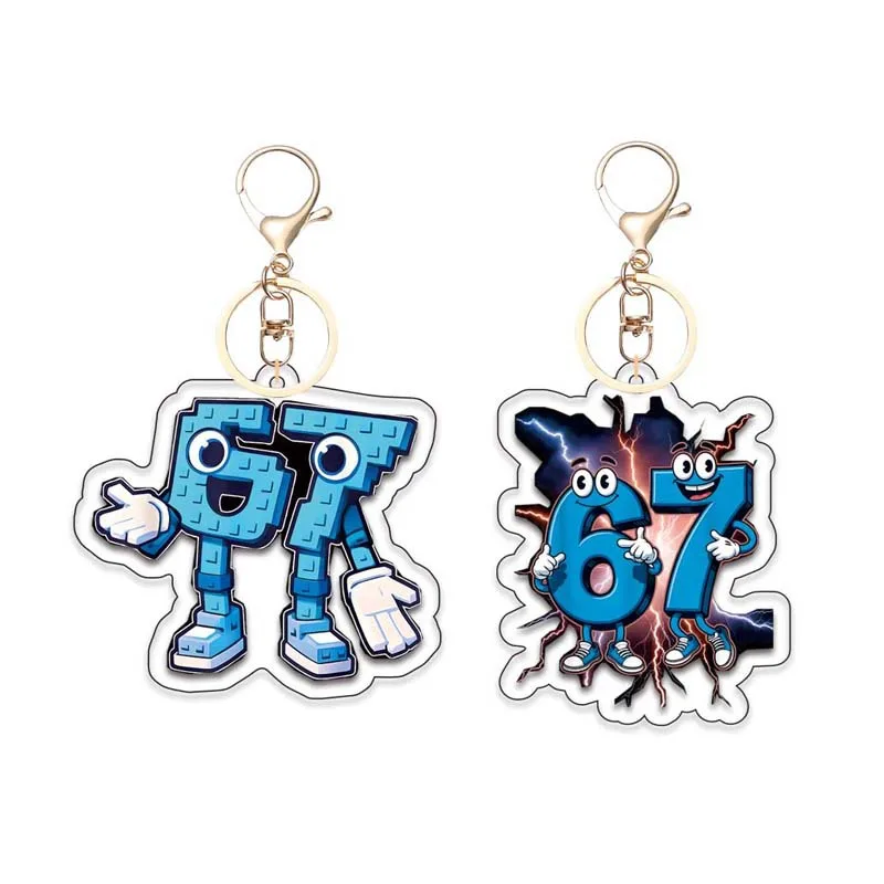 Steal a Brainrot Number 67 Character Acrylic Keychain Cute Game Character Pendant Keyring Fan Bag Charm New Pendant Pixel Style