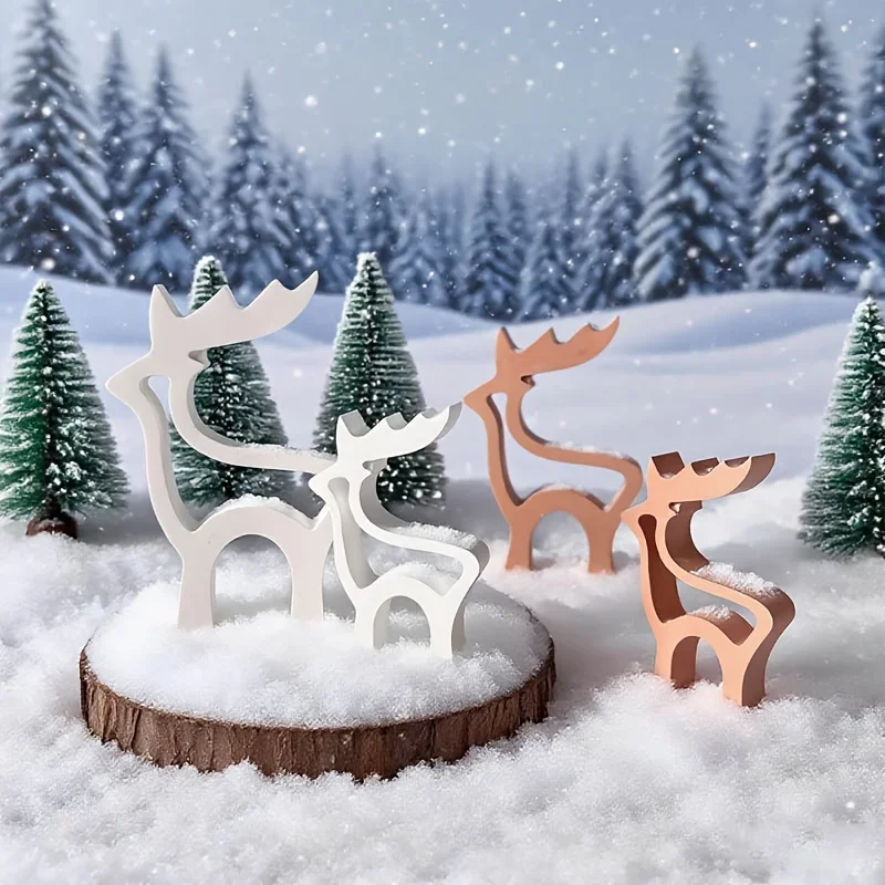 

2PCS Christmas Reindeer Silicone Mold, Hollow Abstract Ornament for DIY Resin & Plaster, Holiday Tabletop Home Decor