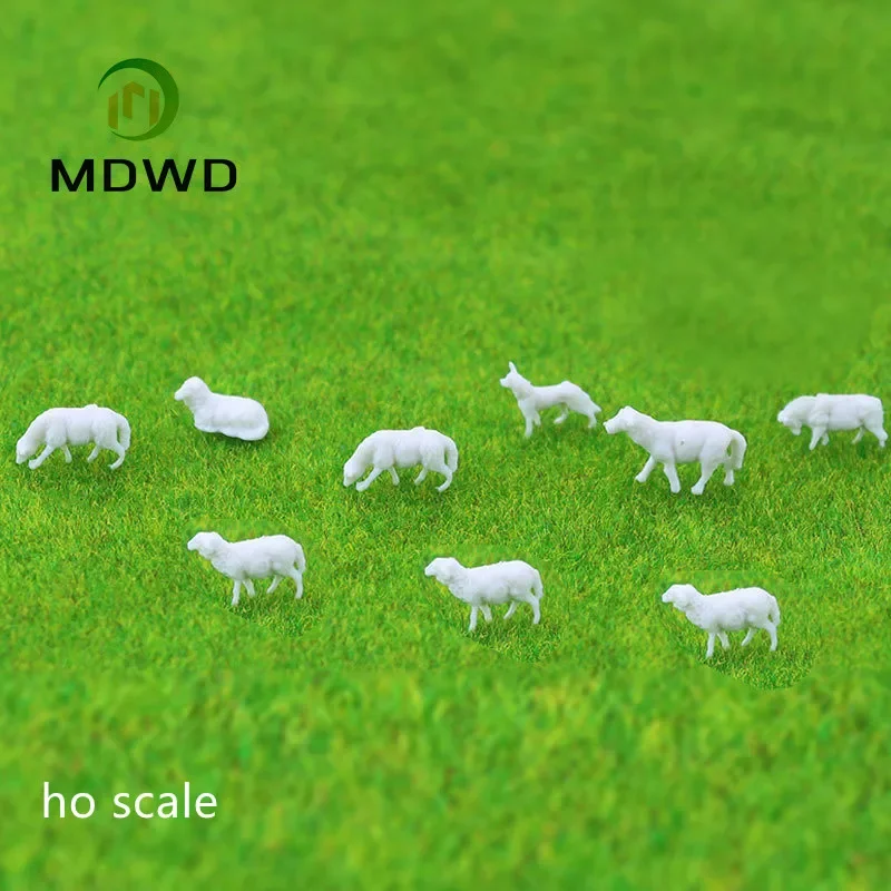 10pcs Model  White Sheep Animal Toy Diorama Landscape Ho N Scale Train Building Painting Railway Color Farm Animal