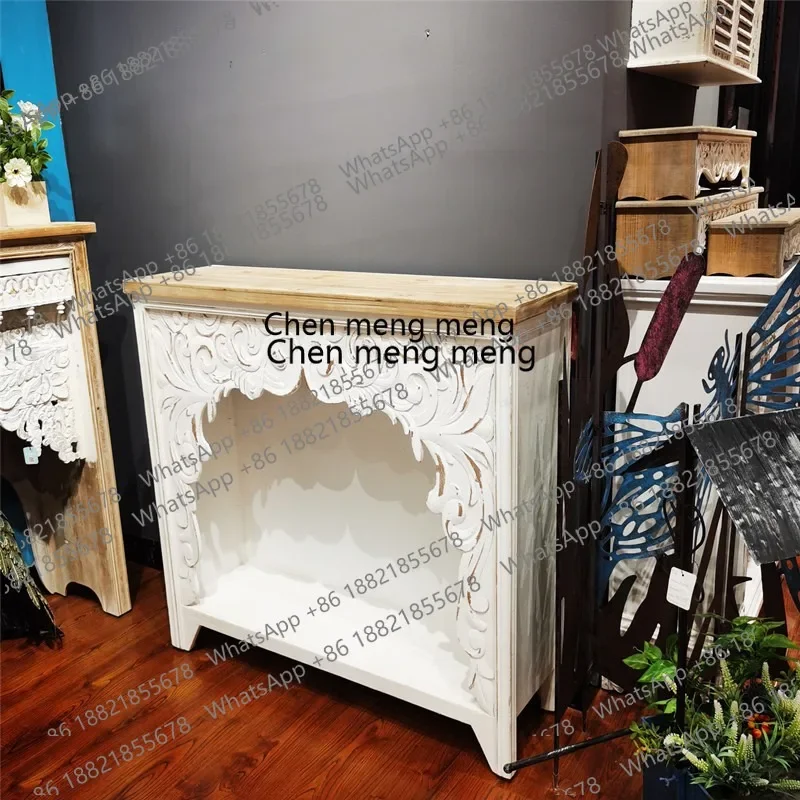 Retro wooden fireplace cabinet B & B villa living room decoration, art mantel porch table partition table