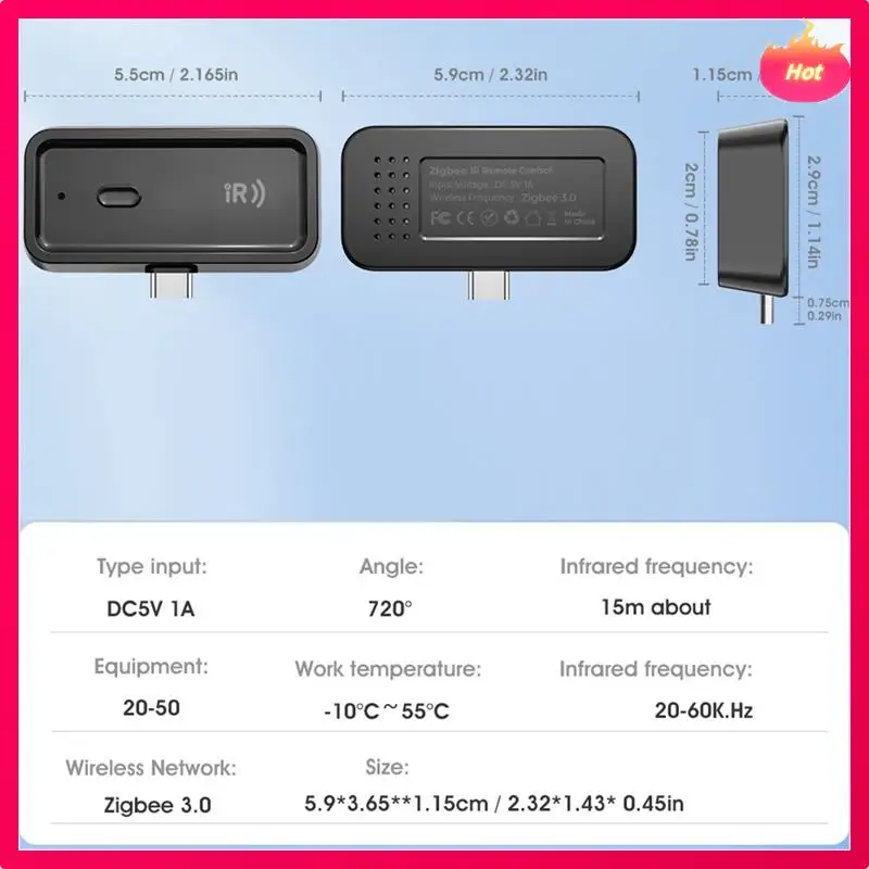 AD-Tuya Zigbee IR Mini maison intelligente télécommande universelle avec synchronisation vocale pour ventilateur de télévision climatiseur