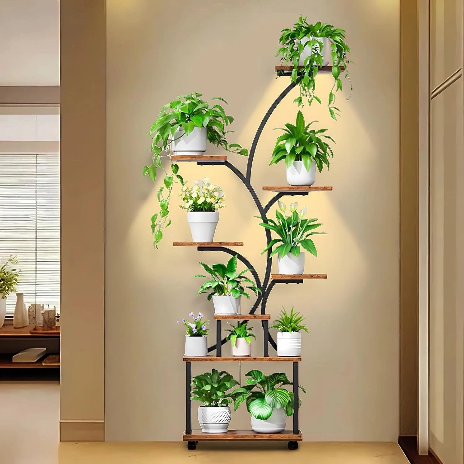 

Indoor Plant Stand with Grow Lights 62" 8 Tiered Display Shelf for Home Garden
