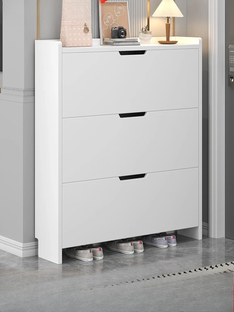 

Tipping bucket shoe cabinet ultra-thin solid wood household door 2025 new popular entry large-capacity entrance cabinet small