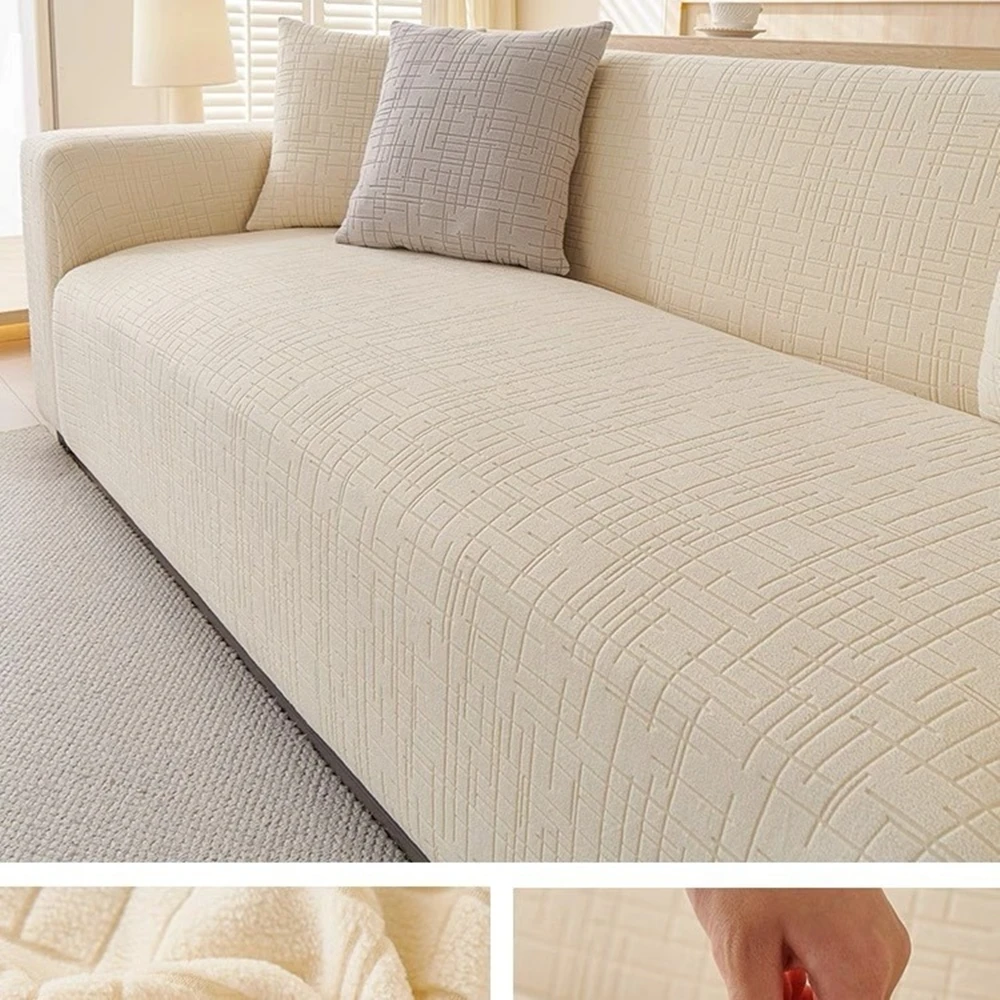 Couch Cover Solid Color Neutral Sofa Cover Soft Cotton Quilted Sectional Couch Covers Non Slip Washable Sofa Slipcover Furniture