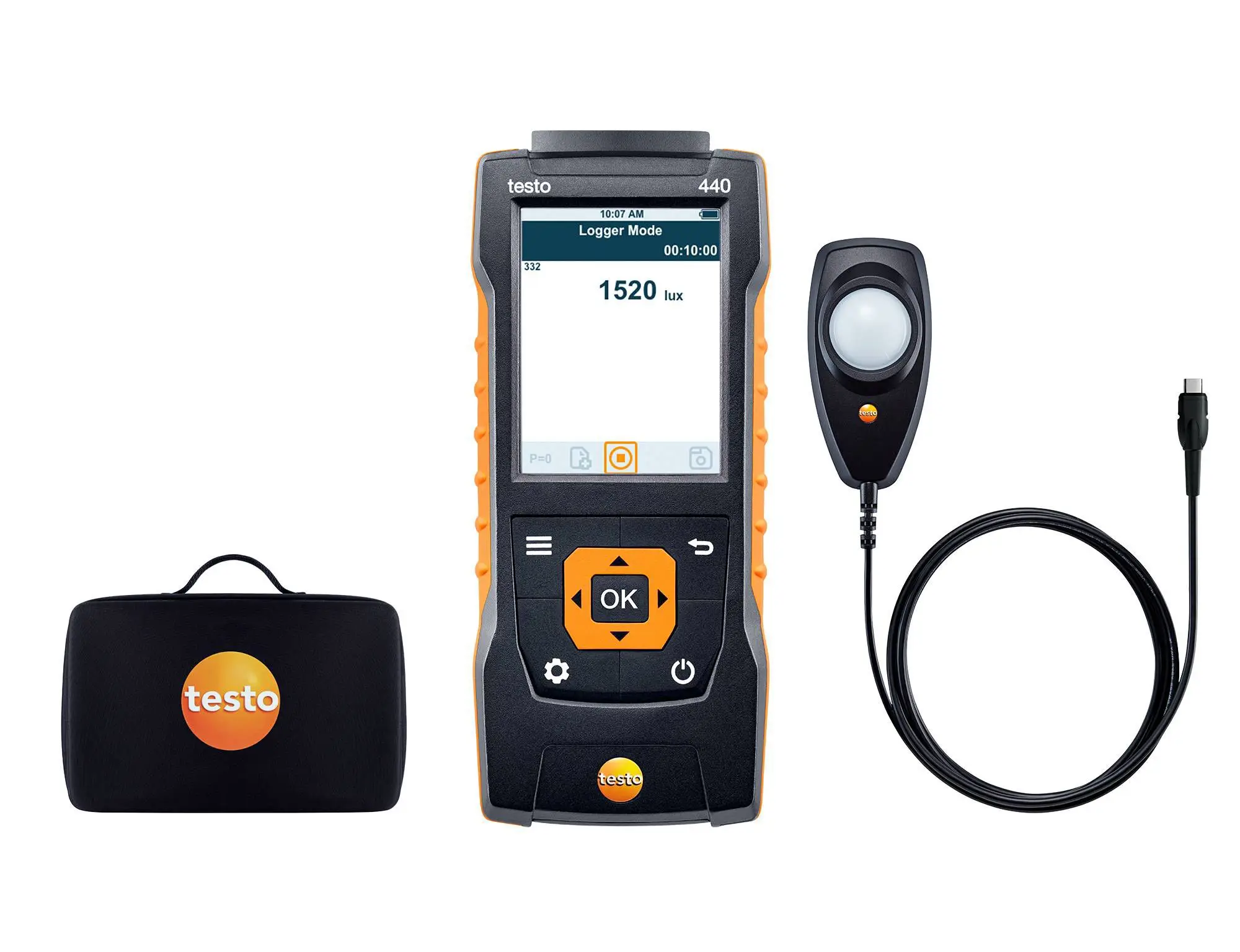 

Testo 440 Lux Kit Light meter Air Velocity And IAQ Measuring Instrument 0563 4402 Illuminometer With 1.4m Fixed cable Lux probe