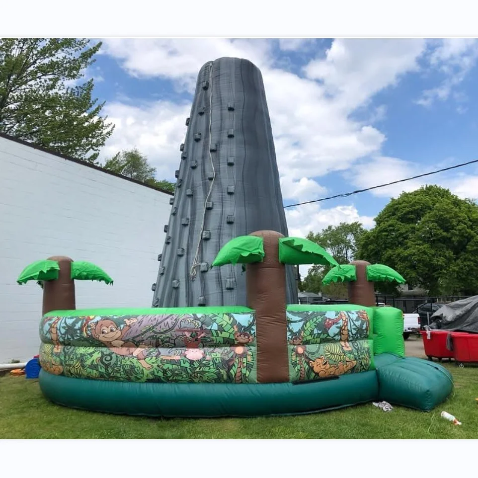 kid wall climbing Mobile Amusement park games inflatable rock climbing wall