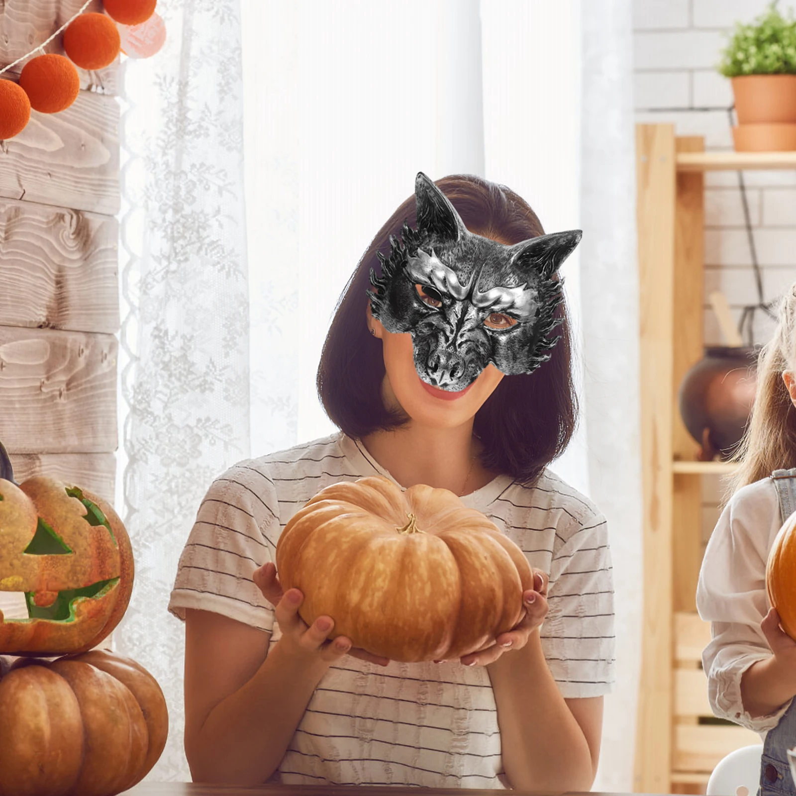 

Vintage Wolf Mask Realistic Half Face Animal Halloween Costume Mask Masquerade Party for Adults Decorative Masks