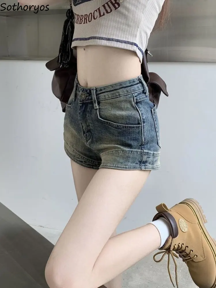 

Shorts Women Distressed Daily Students Summer High Street Fashion Retro Simple All-match Designer Korean Style Slim Casual New