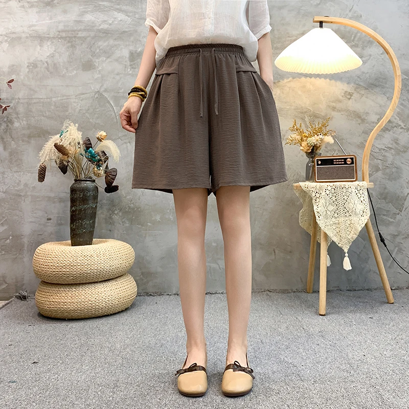 

Plus Size Korean High Waist Drape Soft Silk Elastic Loose Wide Leg Casual Summer Shorts