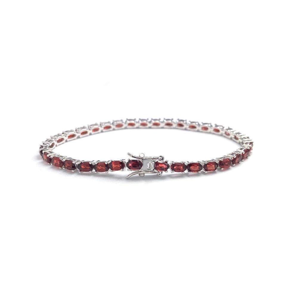 

Elegant Tennis Chain Sterling 925 Silver Natural Garnet Rhodolite Bracelet Gemstone 3*5mm for Woman Wedding Party Jewelry Gift