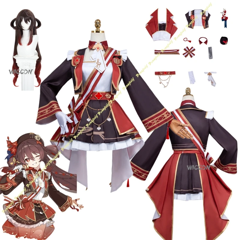 

Genshin Impact Costume Hu Tao Cosplay Costume Complete Set With Clothes,Wigs,Shoes High Quality Hallowen Play Role Clothes