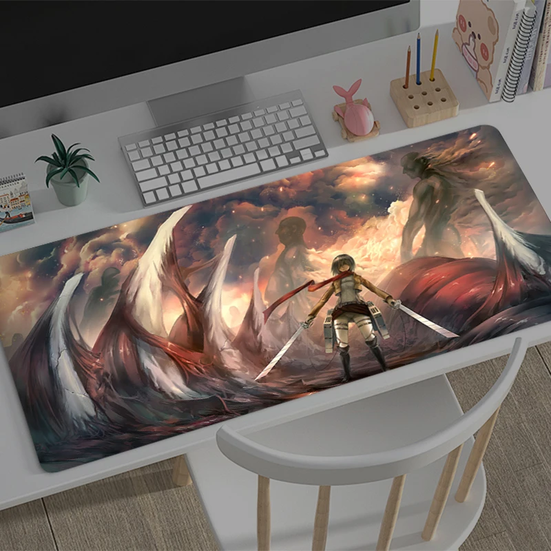 Mouse Pad Large A-attack on Titan Mikasa Computer Office Game Rubber Anti-slip Gaming Keyboard coaster Long Desk Pads Mousepad