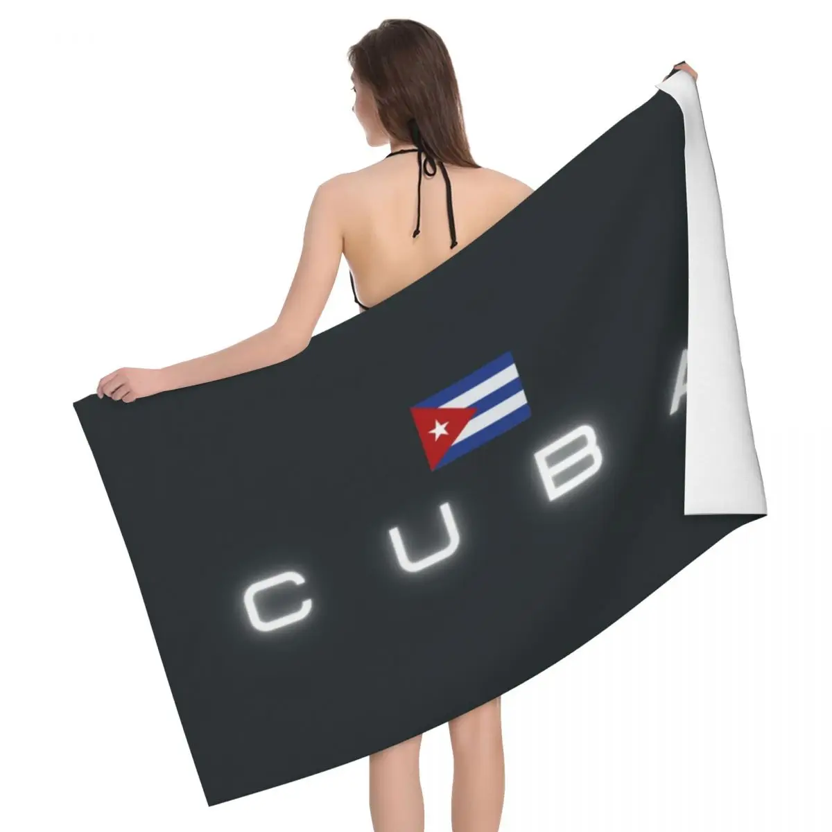 Custom Flag Of Cuba Breathable Microfiber Beach Bath Towel Quick Dry Cuban Patriotic Bathroom Sauna Towels