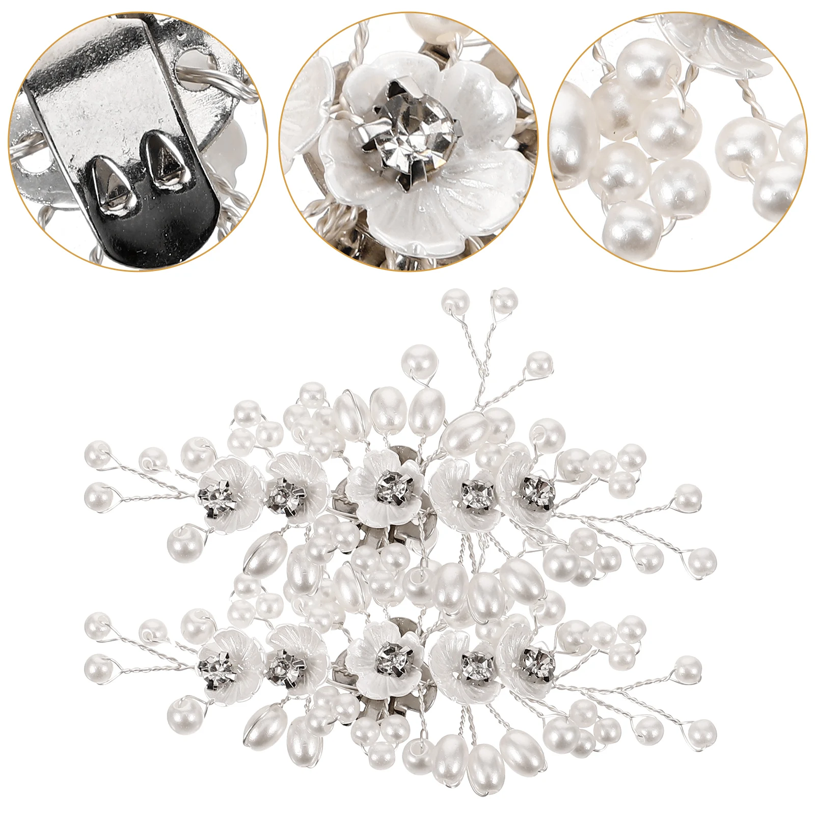 

Pearls Flower Buckle Shoe Accessories Bridal Wedding Clips Accessory White Bride