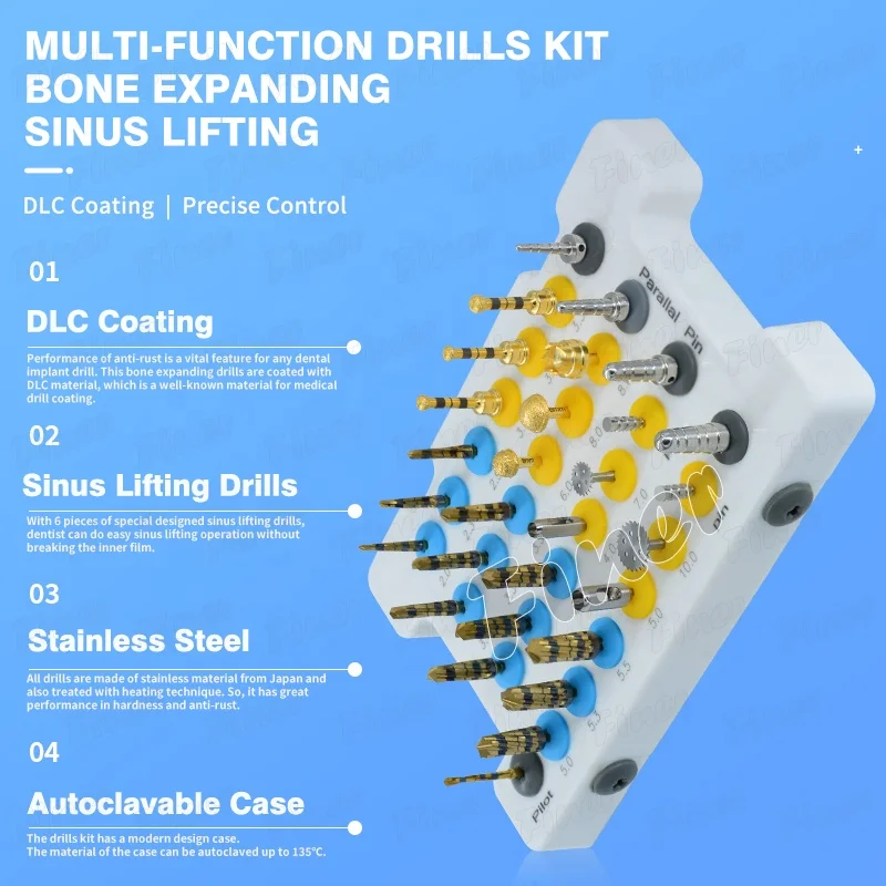 Multifunktions-Bohrer-Set, chirurgisches Knochenschneiden, erweiterbare Sinus-Hebebohrer