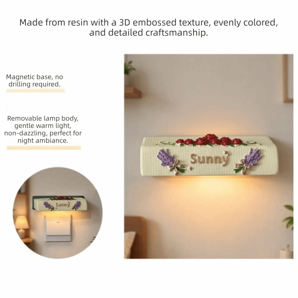 3D Embossed Flower LED Night Light Magnetic Magnetic Detachable Wall Sconce Creative Design Luxury Wall Lamp Bedside