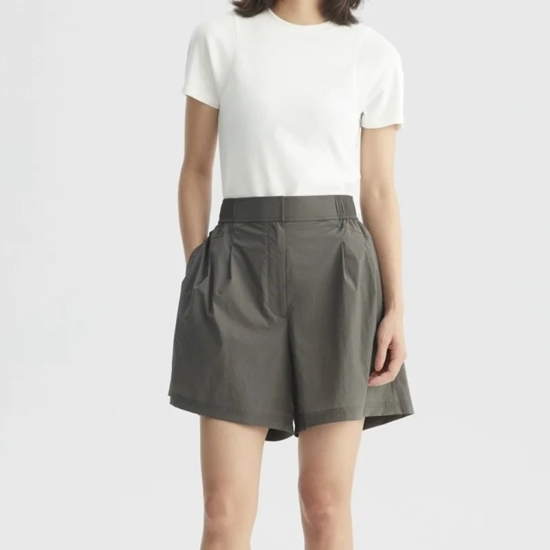 New Classic Three-Dimensional Cutting A-Type Simple And Elegant Slightly Wrinkled Breathable Women's Casual Shorts