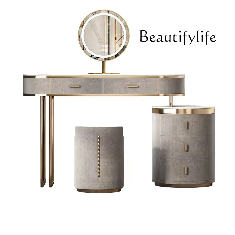 vV Nordic cream wind rock slab dresser main modern simple solid wood storage cabinet integrated makeup table