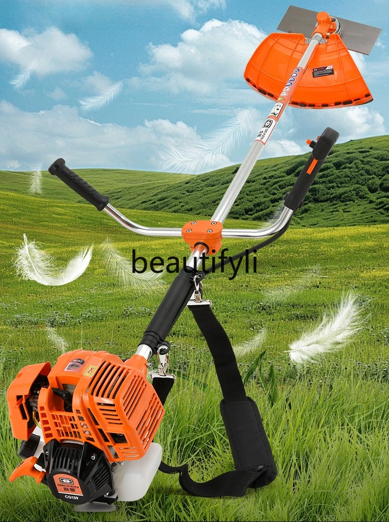 

Четырехтактная газонокосилка, кусторез с боковым креплением, небольшая газонокосилка, рюкзак для сельского хозяйства.