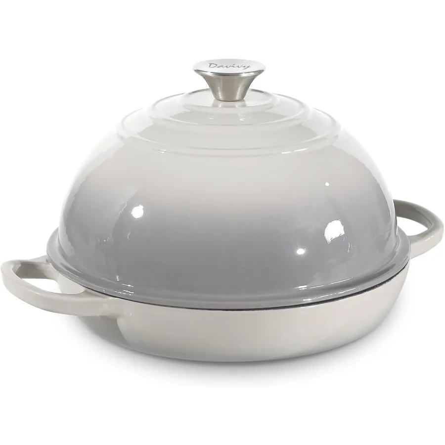 

5.5QT EnamelCoated Cast Iron Dutch Oven with Lid for Sourdough Bread Baking 10Inch Round Bread Pan Ideal for Home Bakers Excell