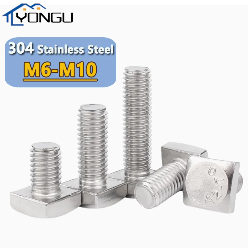 M6 M8 M10 Square Head Bolt 304 Stainless Steel Full Thread  Foursquare Square Head Bolt Length 12mm~80mm