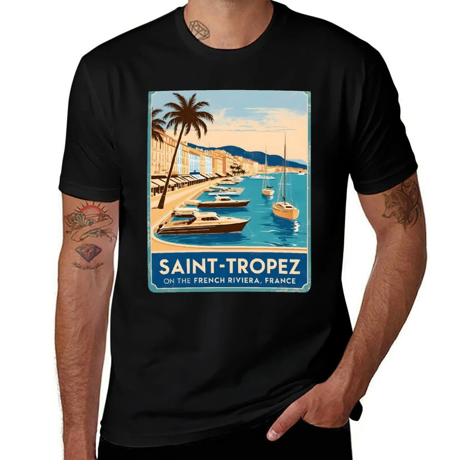

A Vintage Illustration of Saint-Tropez - France T-Shirt summer shirt shirts graphic compression shirt men