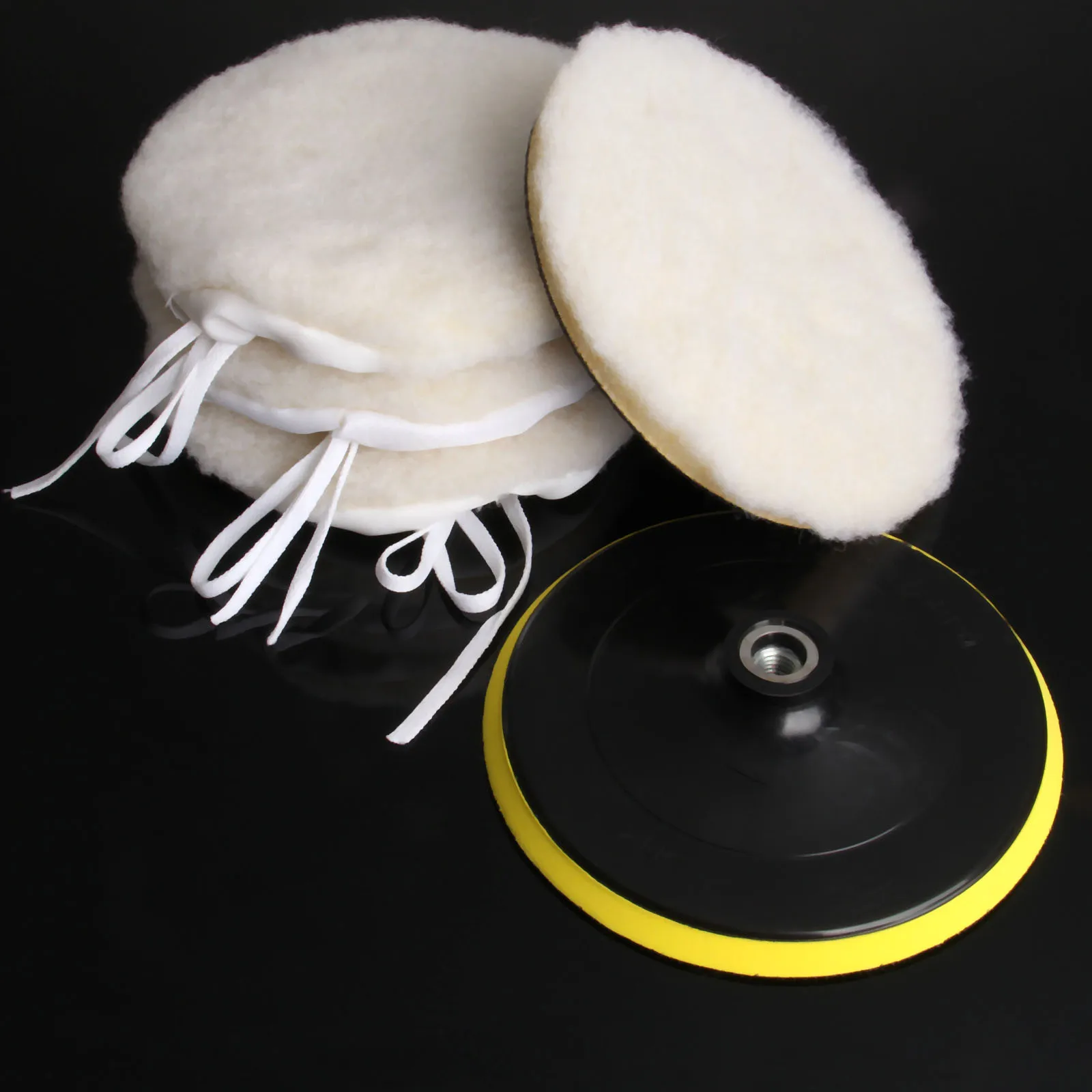 DRELD 5Pcs 7 Inch 180mm Polieren Pads Lämmer Wolle Auto Waschen Polierer Puffer Wolle Bonnets Polieren Rad Disc polieren Pad