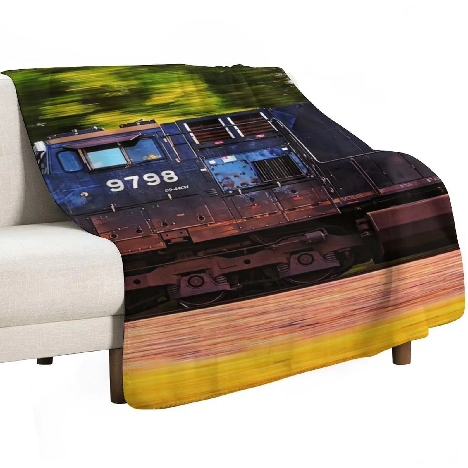 Norfolk Southern Locomotive going 55 MPH Throw Blanket Soft Warm Blanket Gift for Men Women Adults