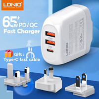 65W GaN USB C Charger LDNIO Type C USB Charger PD QC PPS Wall Power Adapter Portable Quick Charge For Macbook Laptop iPad Tablet