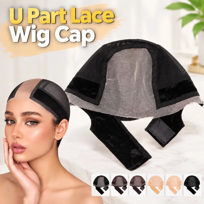 U-Part Wig Mesh Cap Velvet Lace Wig Liner Soft Ventilated Weaving Base Hair Net DIY Hairpiece Making Accessory Breathable Scalp